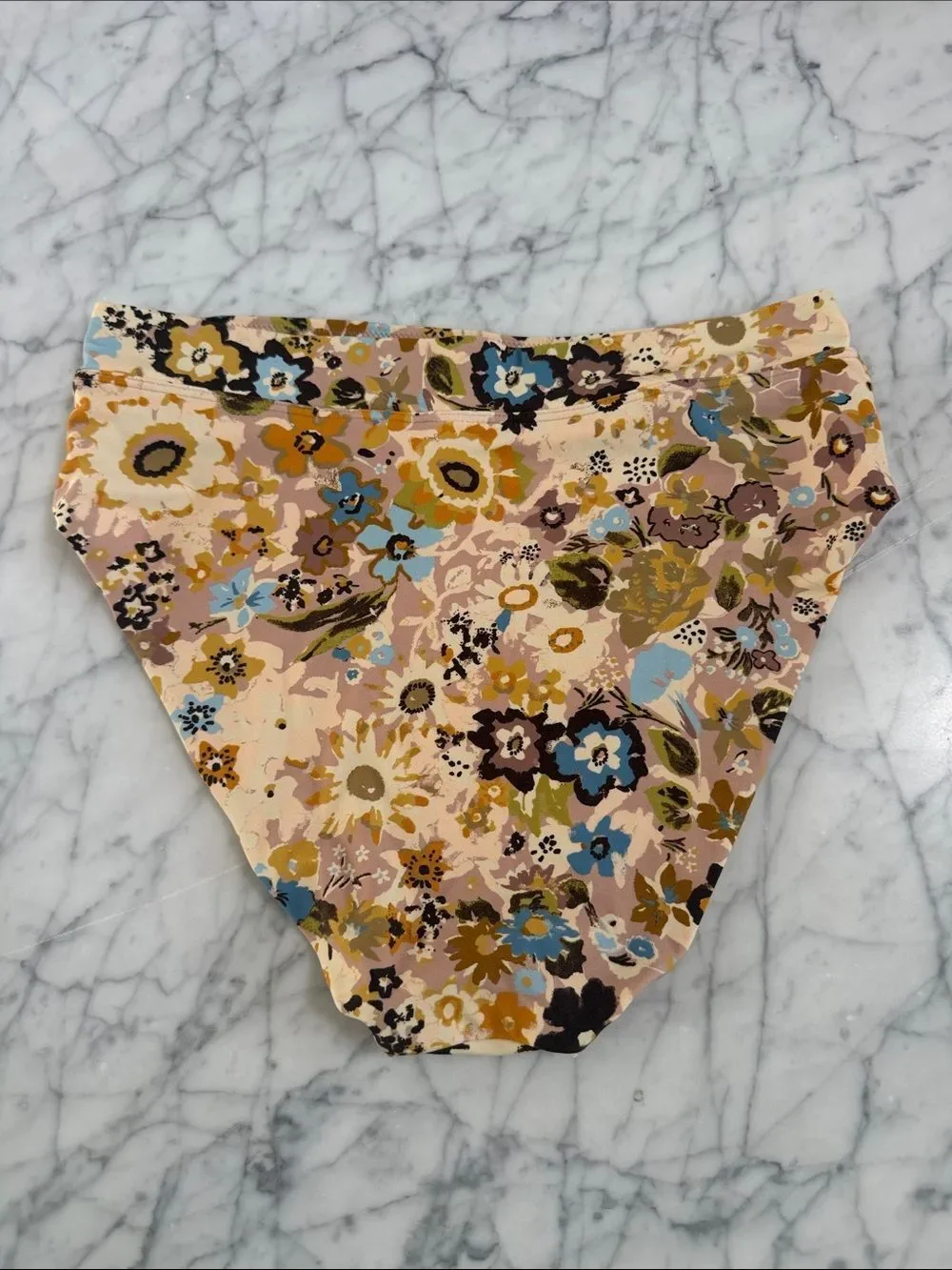 Madewell Floral Dusty Blush High Waisted Bikini Bottom Sz M
